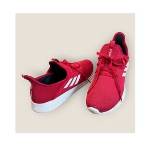 Adidas Womens Size 11 Cloudfoam Pure Running Sneakers Red White Speckles Lace Up